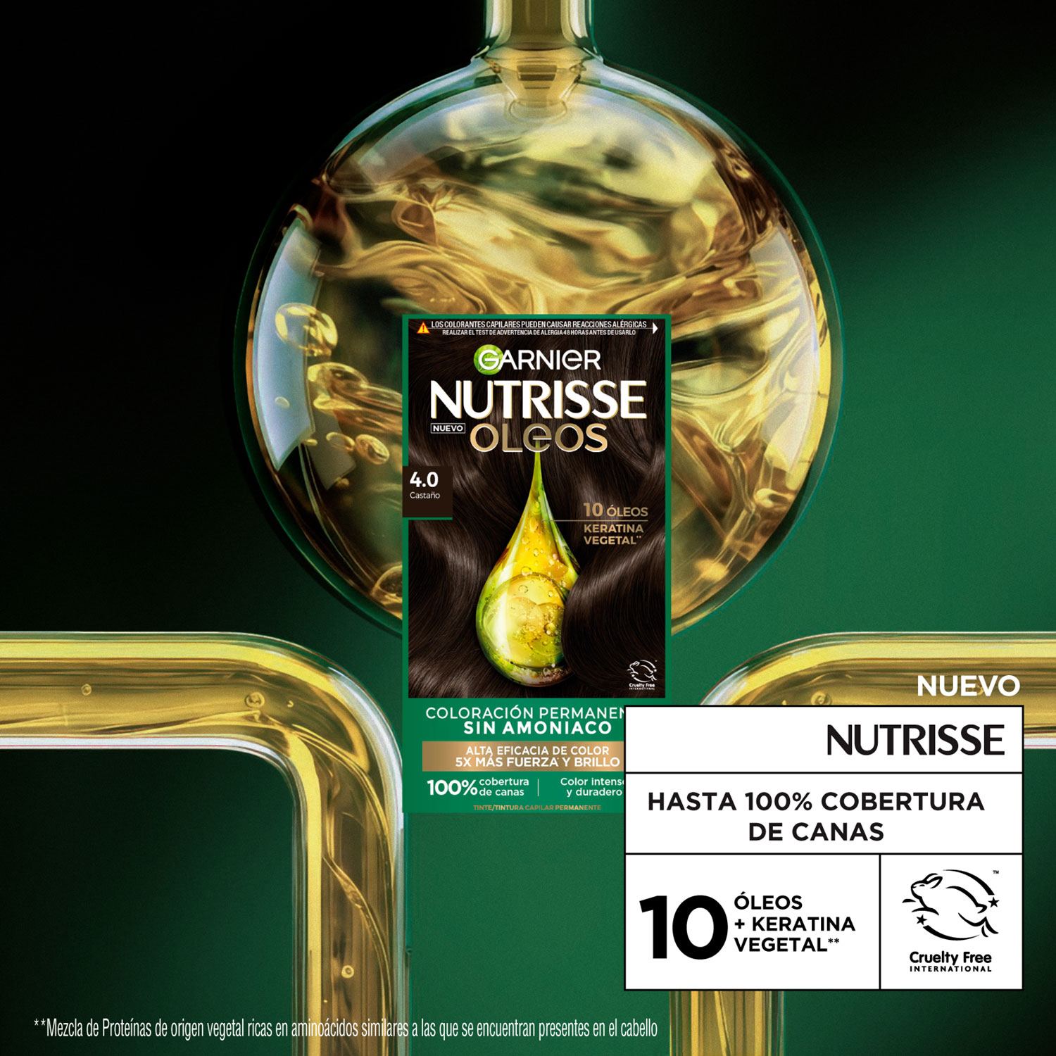 Tintura Permanente en Kit Nutrisse Oleos Sin Amoníaco 4,0 Castaño X 1 U - Imagen 4