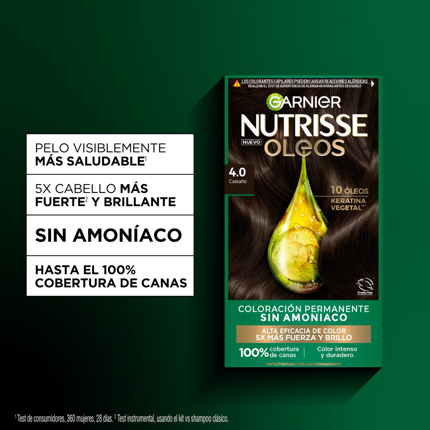 Tintura Permanente en Kit Nutrisse Oleos Sin Amoníaco 4,0 Castaño X 1 U - Imagen 5