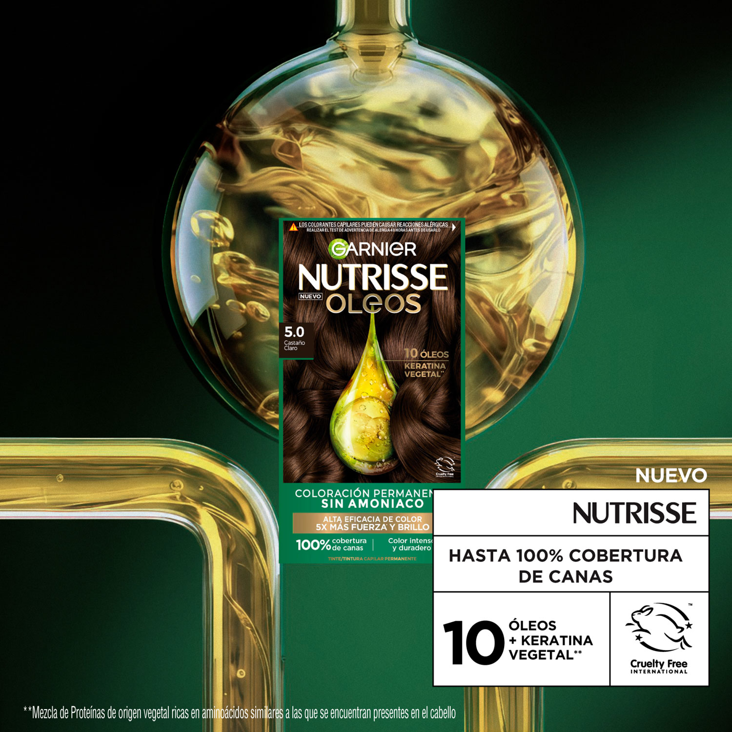 Tintura Permanente en Kit Nutrisse Oleos Sin Amoníaco 5,0 Castaño Claro X 1 U - Imagen 4