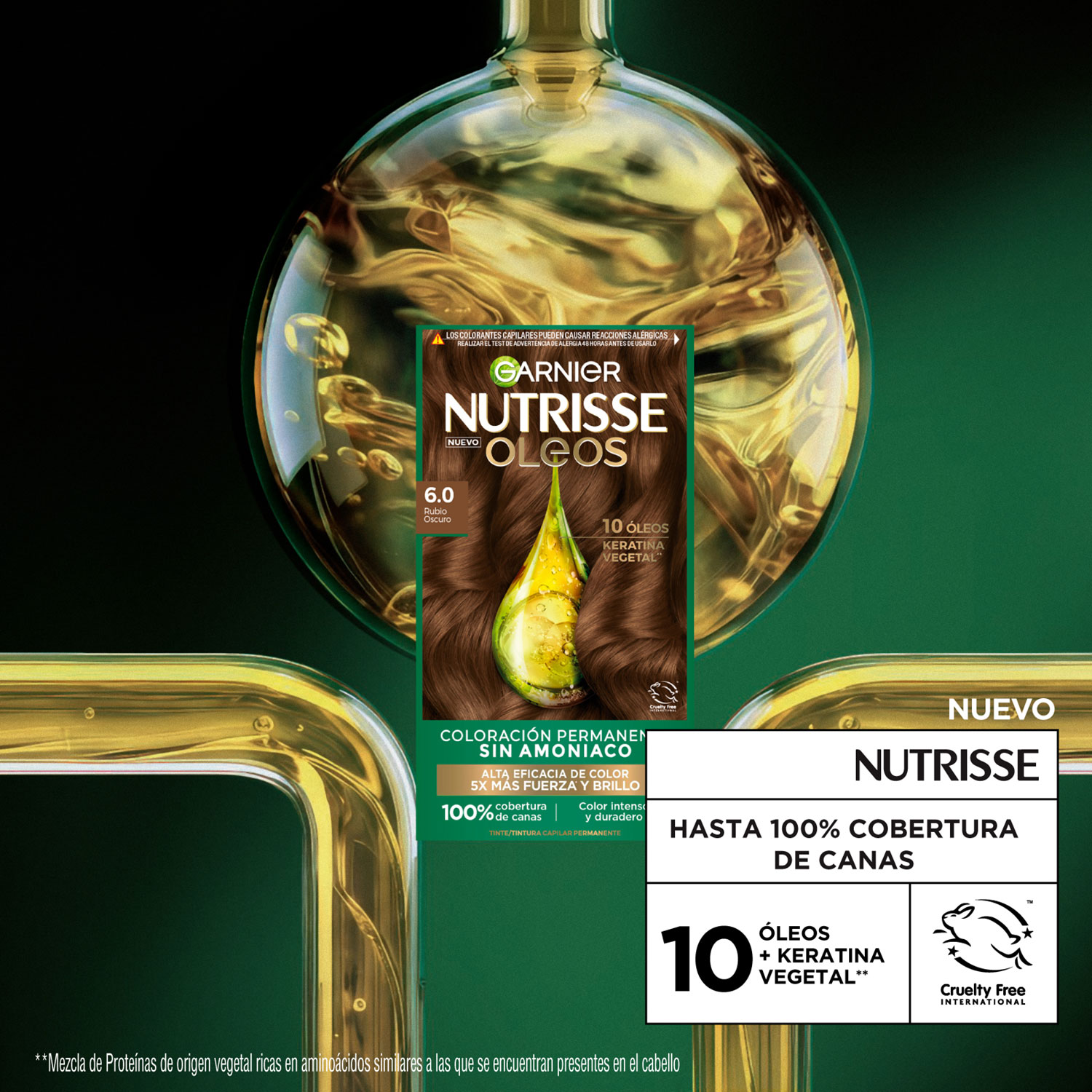 Tintura Permanente en Kit Nutrisse Oleos Sin Amoníaco 6,0 Rubio Oscuro X 1 U - Imagen 4