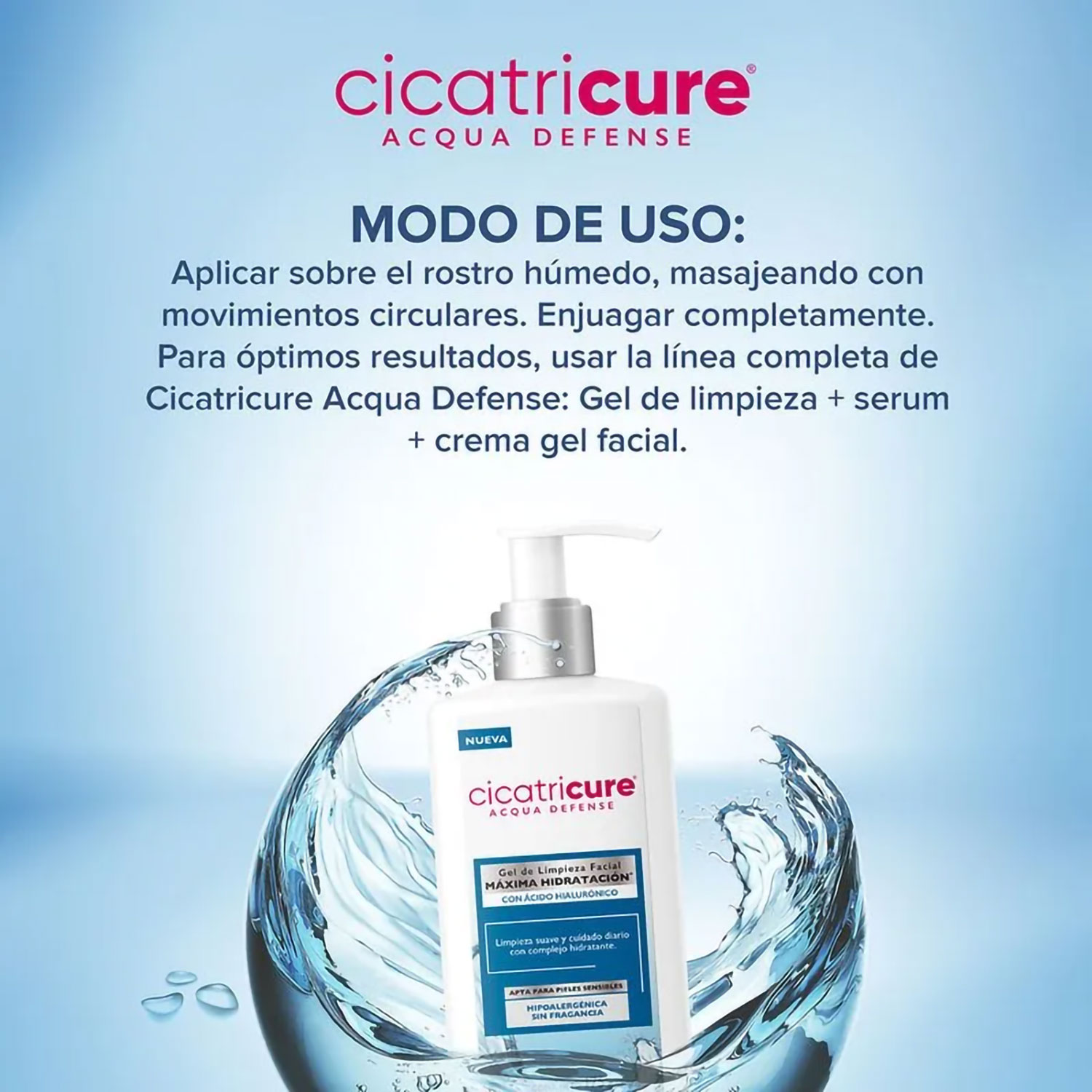 Gel Limpieza Facial Cicatricure Acqua Defense X 175 Ml - Imagen 4