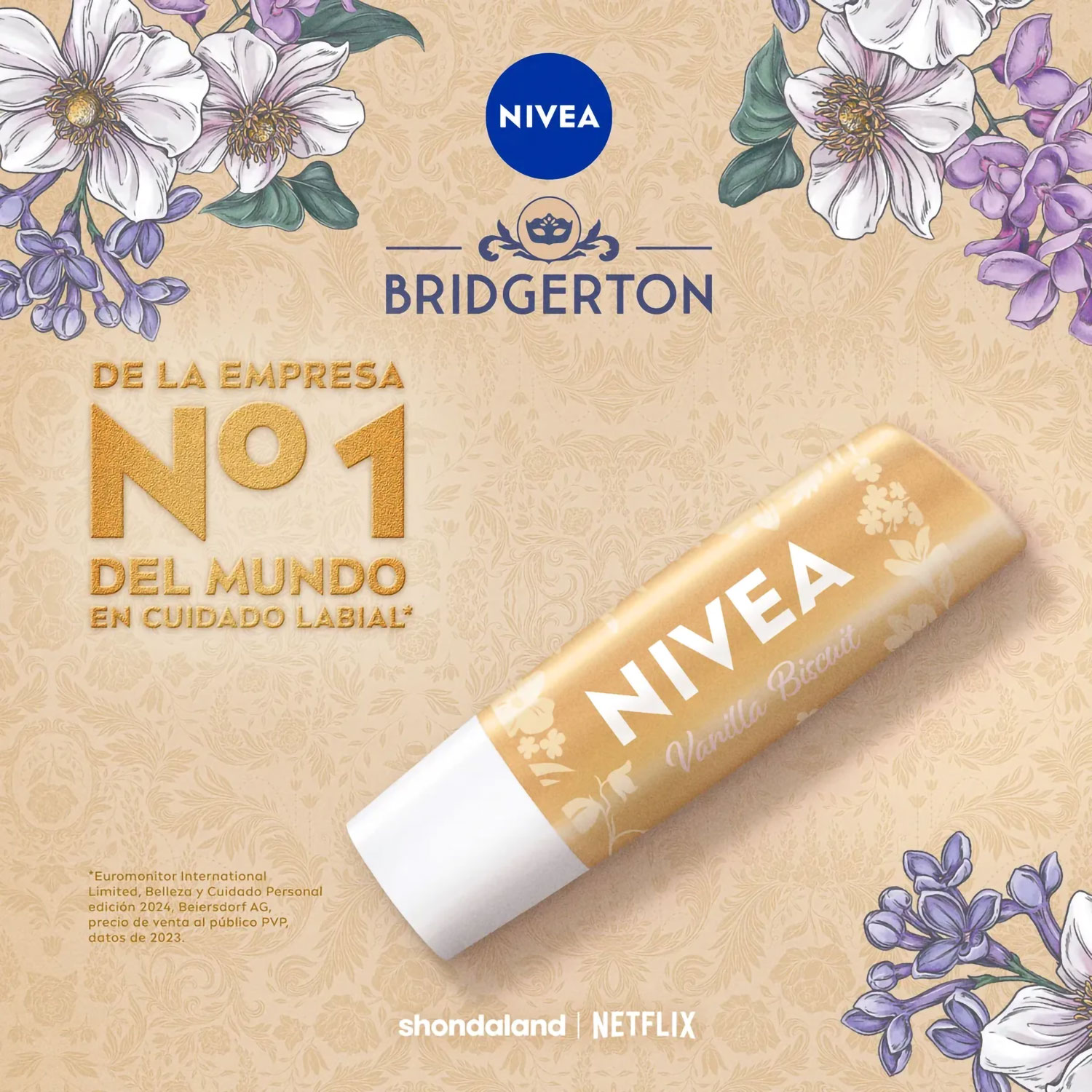 Balsamo Labial Nivea Bridgerton Vainilla Biscuit X 4,8 Gr - Imagen 3