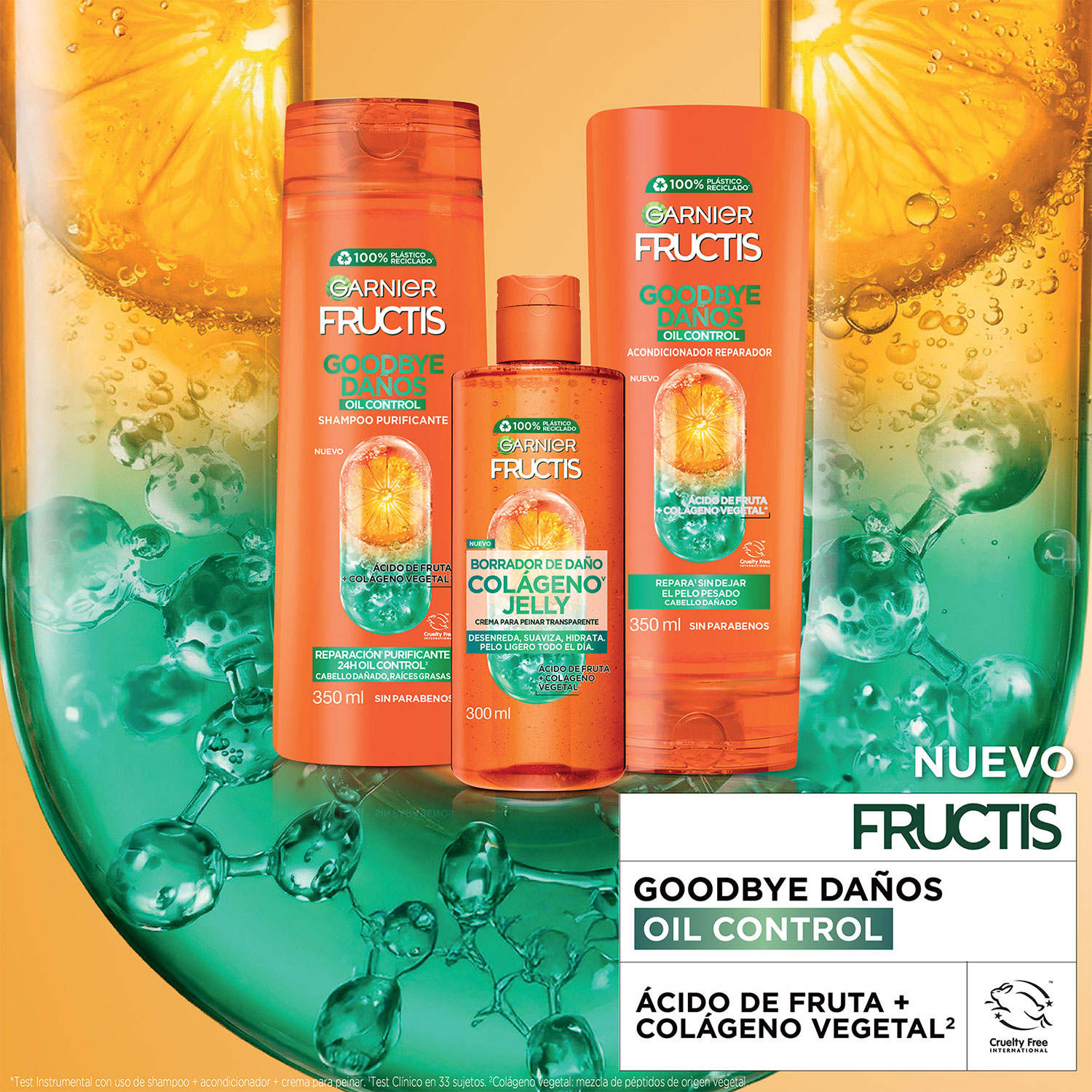 Crema para Peinar Fructis Goodbye Daños Oil Control X 300 Ml - Imagen 10